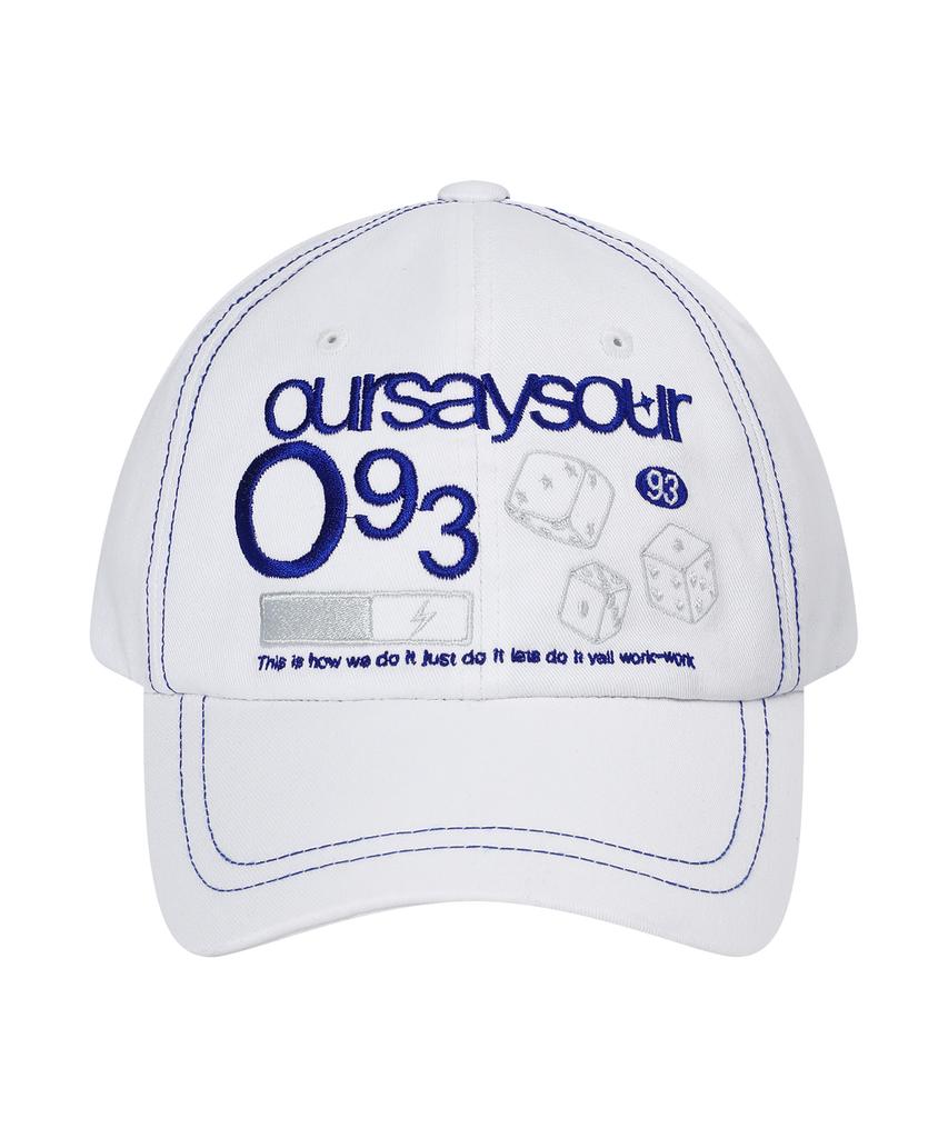 Awoseiawo Dice 93 Stitch Logo Color Block Ball Cap White