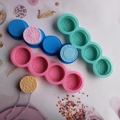 Stampo per sapone in silicone fatto a mano in 3D, 4 tipi di stampi per sapone a forma di fiore, fai da te, strumenti artigianali per saponi circolari, stampo rotondo per torta di luna