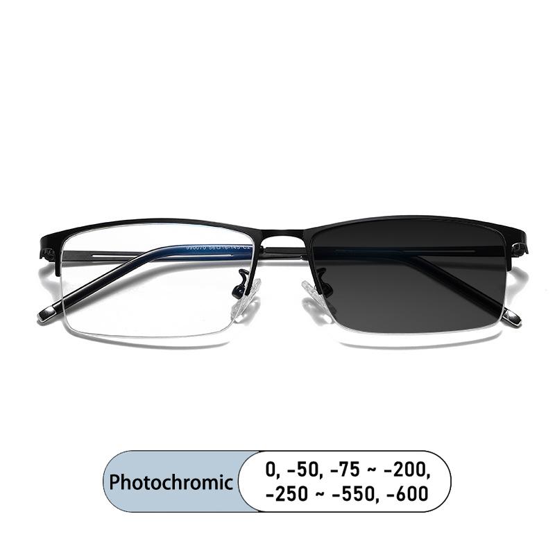 Fashion Women Eyebrows Half Frame Anti Blue Light Prescription Myopia Glasses Photochromic -1 Short Sight Eyewear