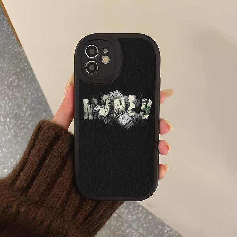 Yinuoda Lustige Totenkopf-Währungs-Telefonhülle, Hartleder-Telefonhülle für iPhone 13 12 Mini 11 14 Pro Max Xs X Xr 7 8 Plus 6 6s Se