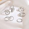 Geometric Light Face Ring Set With Spiral Design For Women Fashion Jewelry