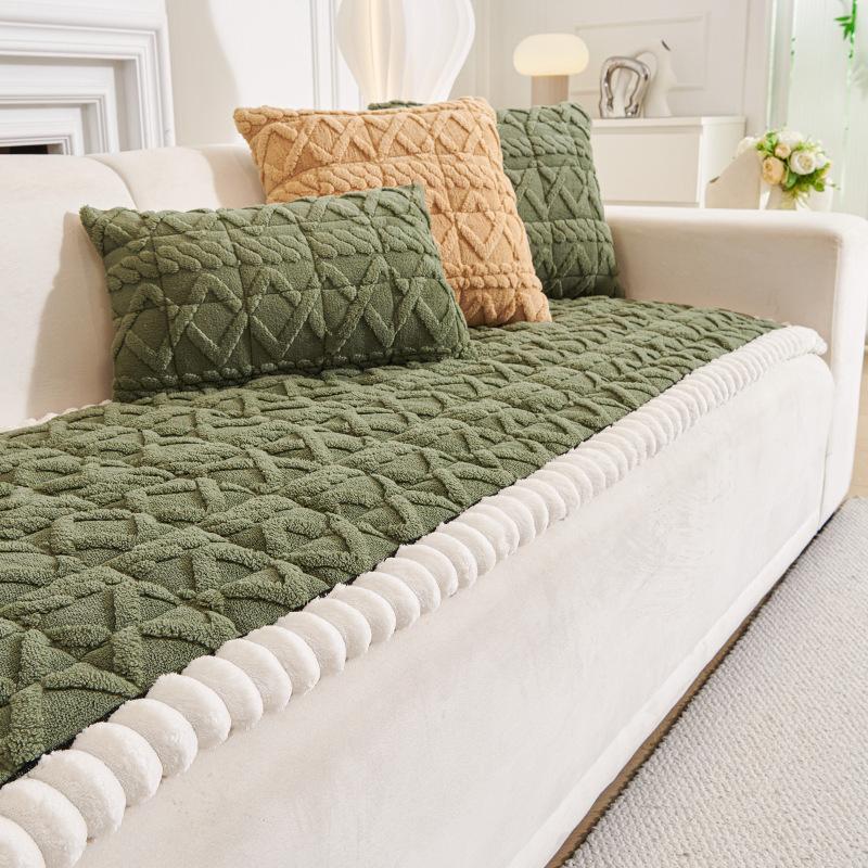 Light Luxury Tafu Velvet Sofa Cushion, Winter Model, High-End Thickened Steamed Bread Cushion, Sofa Cover, Non-Slip.