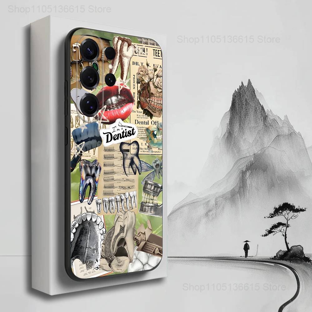 

Dentist Dental Tooth Art Phone Case For Samsung S25,S24,S23,S22,S21,S20,S10,Ultra,Plus,Lite,FE,Soft Silicone Black Cover Samsung S21plus