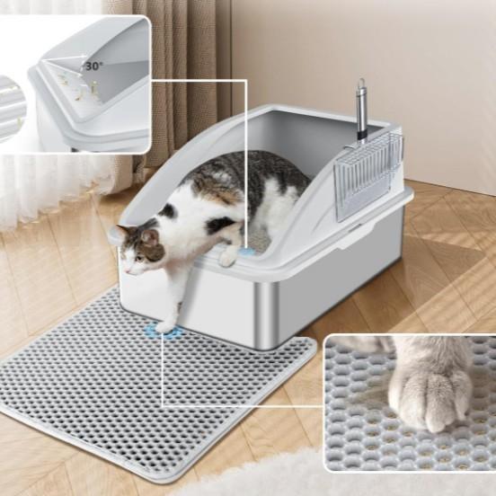 Stainless Steel Cat Litter Box Enclosed Large Cat Toilet Deodorizing Easy To Clean Pet Supplies Anti-corrosion Cat Bedpans