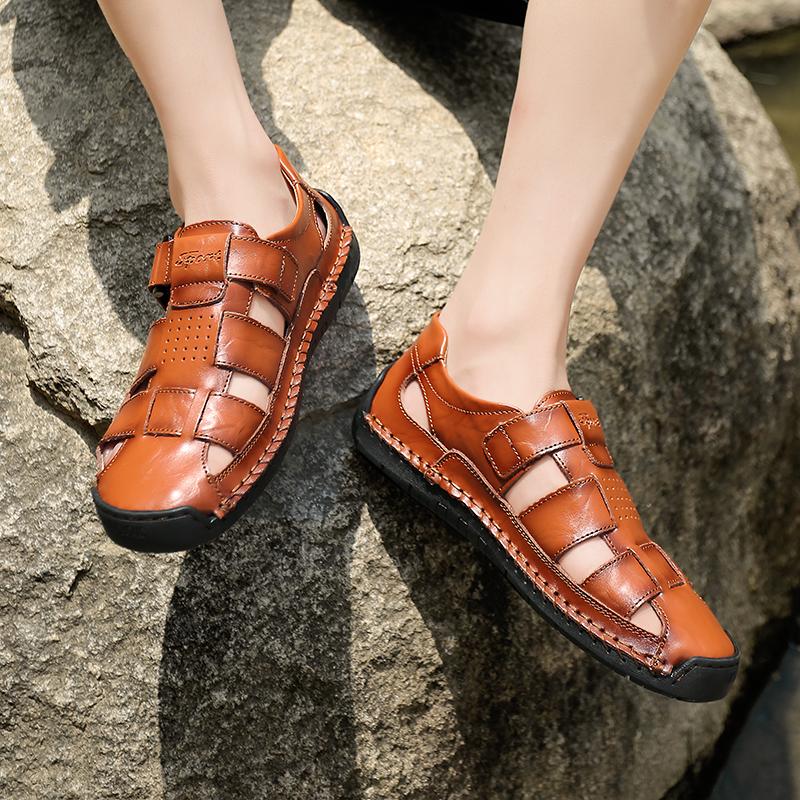 Letní pánské sandály Ručně vyráběné kožené Turistické Outdoorové Plážové boty Módní a ležérní sandály Pánské letní boty Sandály