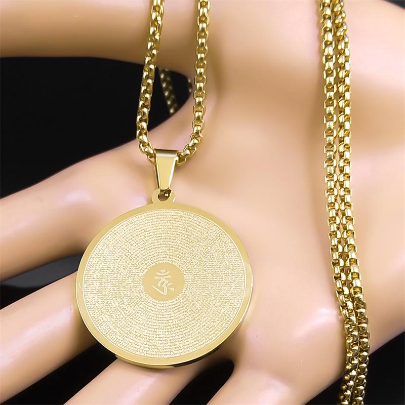 Buddhism Bodhisattva Shurangama Mantra Medal Necklaces for Men Women Stainless Steel Om Meditation Healing Chain Jewelry NZZZ553