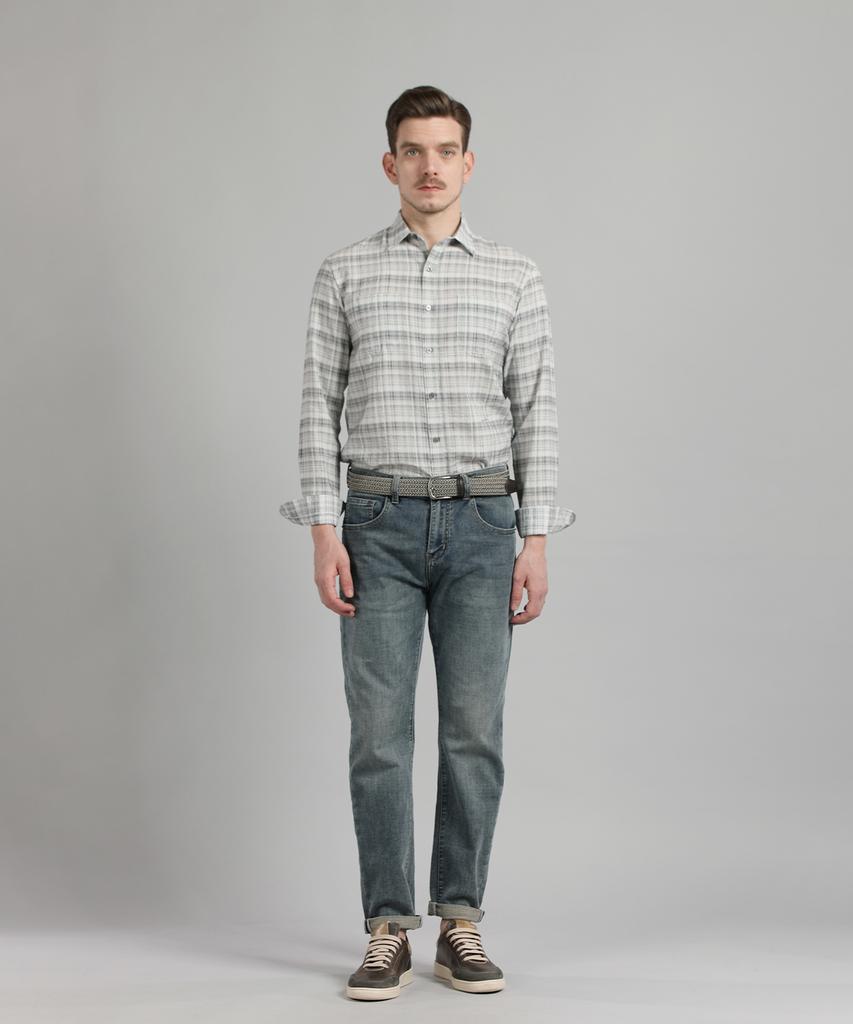 PANICALE Slim Fit Blue Denim Pants