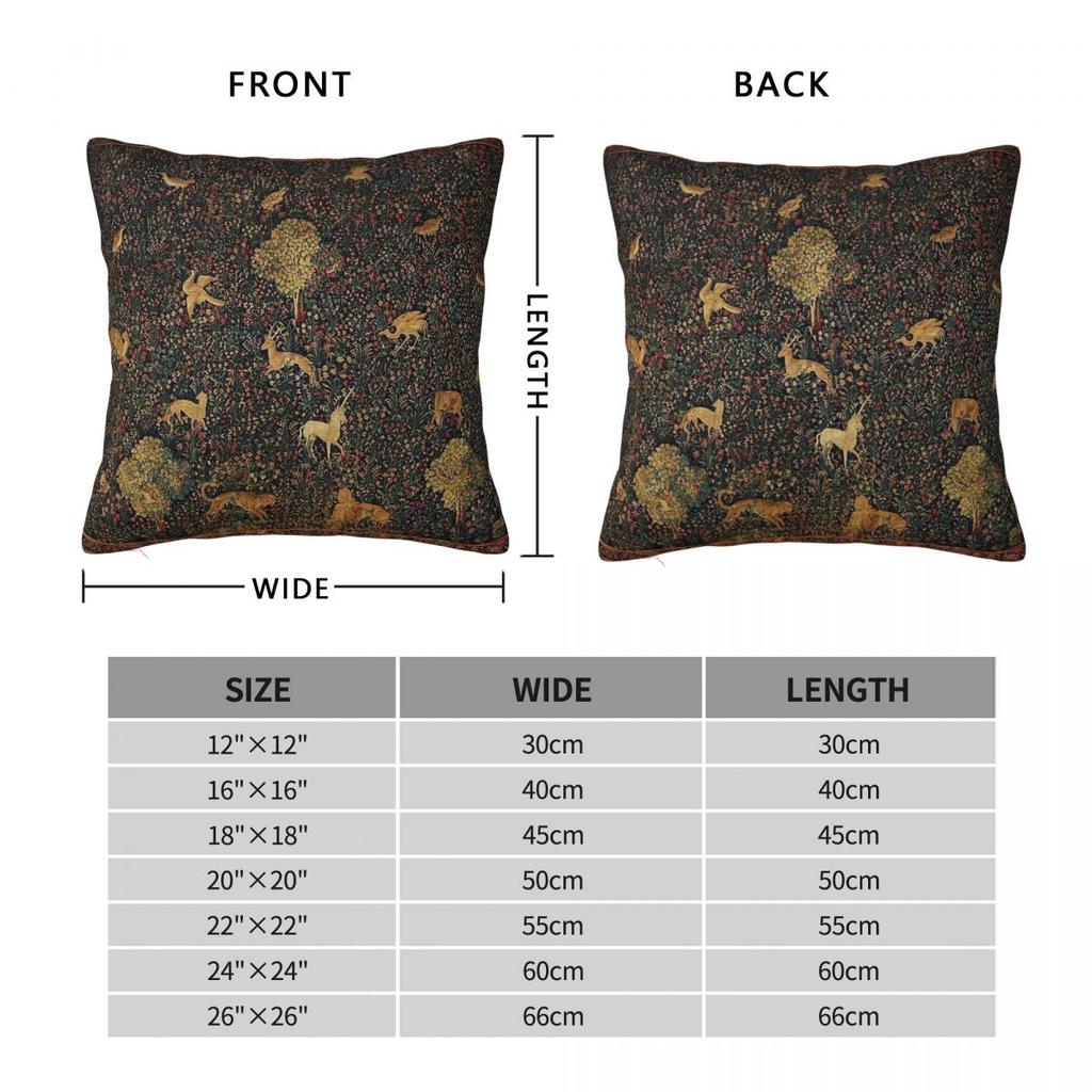 Unicorn And Medieval Bestiary Square Pillowcase Polyester Linen Velvet Pattern Decorative Throw Pillow Case Car Cushion Cover