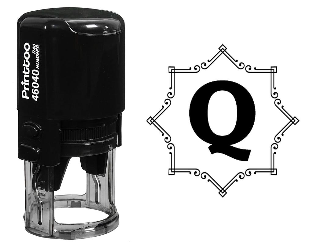 Printtoo Octagon Celtic Swirl Frame Alphabet Q Monogram Initial R-40 Self Inking Rubber Stamp Office