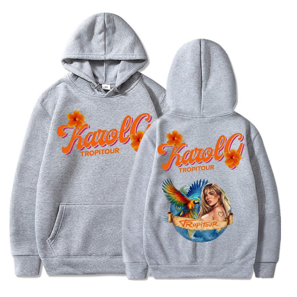 Karol G Tropicoqueta Tour Album Print Hoodies Men Women Fashion Music Y2k Long Sleeve Oversized Streetwear