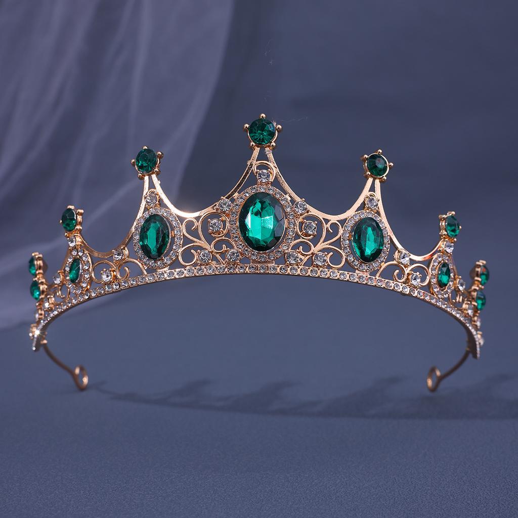 Retro Baroque Crown Tiara Alloy Rhinestone Princess Stage Performance Small Crown Accessories Bridal Jewelry
