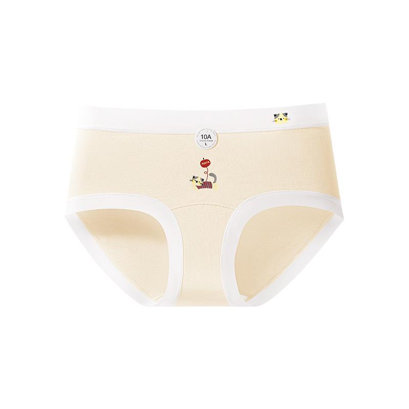 Ladies Spring and Autumn Sweet Cartoon Print Pure Cotton 10A Antibacterial Crotch Skin Breathable Briefs