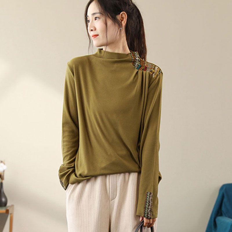 

Двусторонняя бархатная футболка с принтом, в литературном ретро китайском стиле, с нашивкой-основой, с длинным рукавом, тонкая бархатная рубашка 3XL