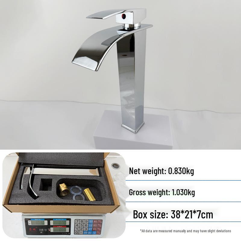 Heiß- und Kaltwasser-Wasserfallhahn mit Kupferkern für Waschbecken & Arbeitsplatte