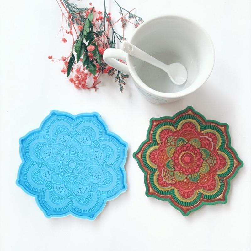 Silicone Jewelry Making Epoxy Mould Resin Casting Mold Decorative DIY Crystal Agate Coaster Mold Creative MandalaMug