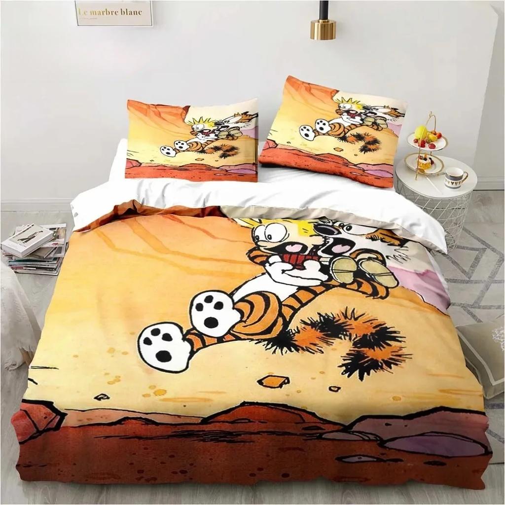 Cartoon Calvin Hobbes 3D Print Bedding Set Single Twin Full Queen King Size Bed Set Adult Boys Bedroom Bedding Gift