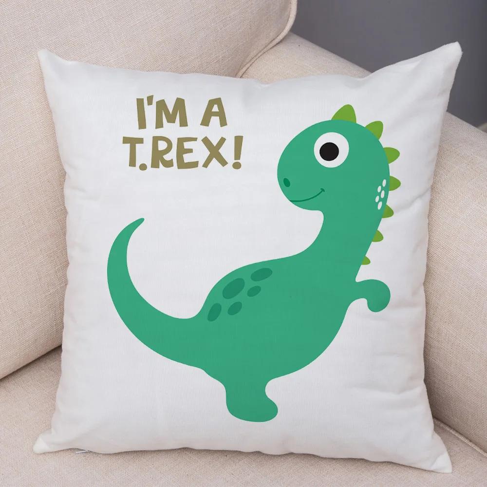 Niedlicher Jurassic Dinosaurier Kissenbezug Dekorative Cartoon Tier Kissenhülle Kinderzimmer Sofa