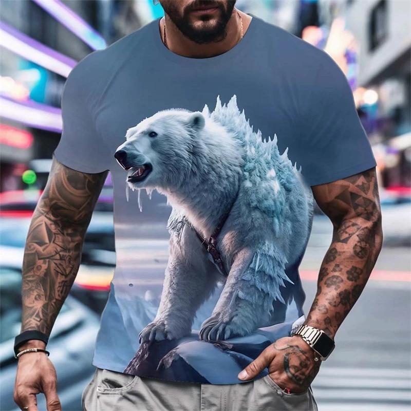 Modische Polarbär Grafik T-Shirts Sommer Trend Kurzarm Rundhals 3D Gedruckte Herren T-Shirts Locker Streetwear Kinder T-Shirts Oberteile