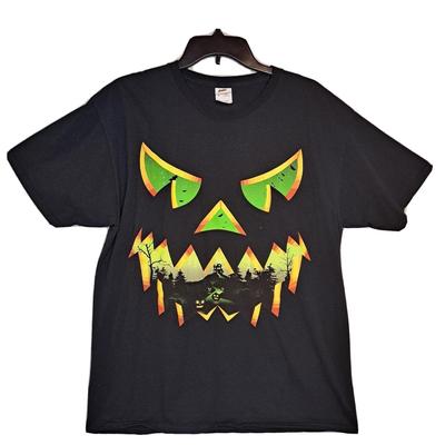 Pumpkin Face Color Mens T-Shirt Halloween Costume Carving Blackcraft Green Bat