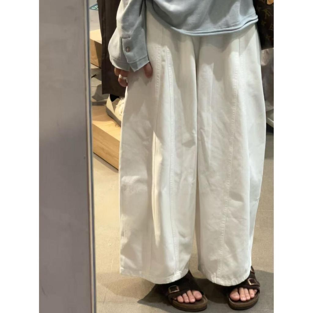 Spring Apricot High Waist Balloon Pants - Women's Loose, Slimming Wide-Leg Casual Cropped Style