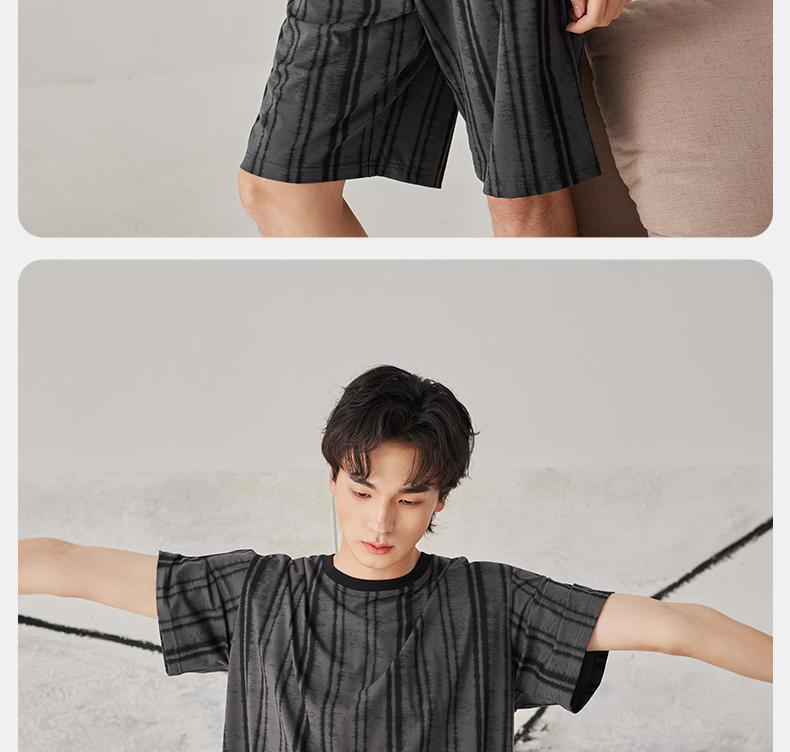 Xuan Liang Men's Sleepwear Summer Thin Modal Cotton Short Sleeved Shorts Casual Outerwear Cool Home Clothing Set