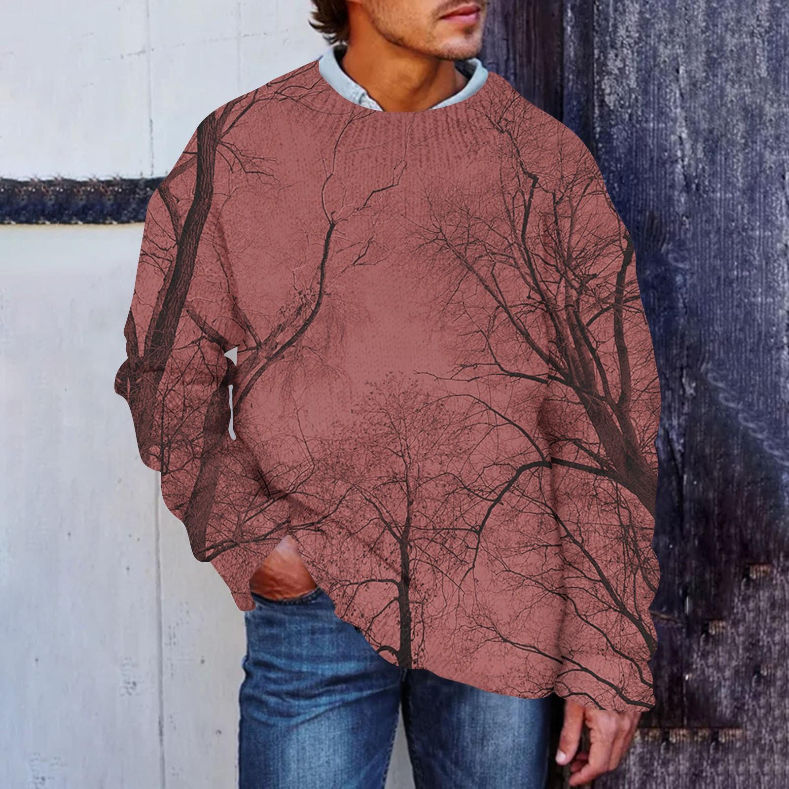 

Мужской принтованный искусственный свитер, толстовка с круглым вырезом, свободный топ с длинными рукавами XL красный