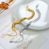Gold Herringbone Snake Chain Bracelet, Adjustable Flat Snake Bone Bangle, Elegant Chunky Jewelry for Women Daily Wear Gift