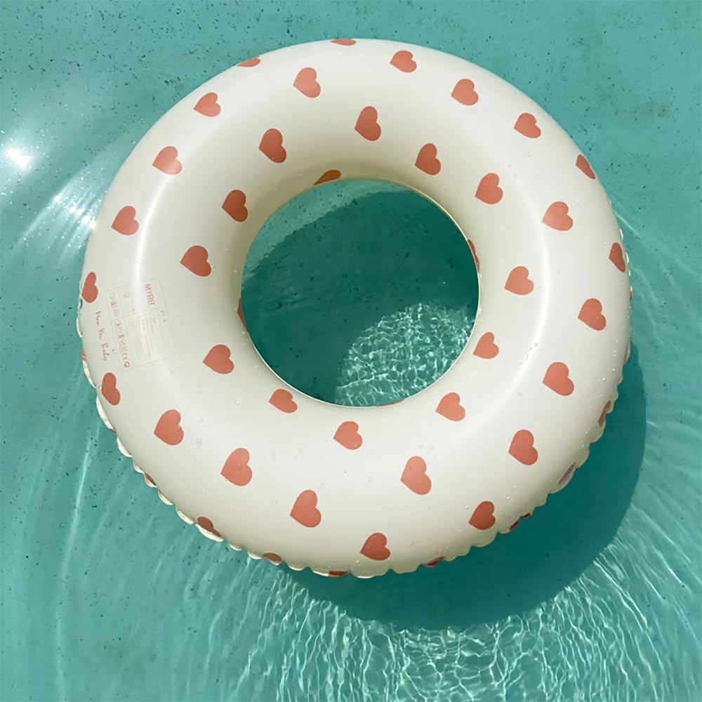 Siyzda Float Float Heart Pattern Float for Adults and Children Diameter 80cm Float Ring Type Summer Vacation Water Play Sea Beach Swimming Pool
