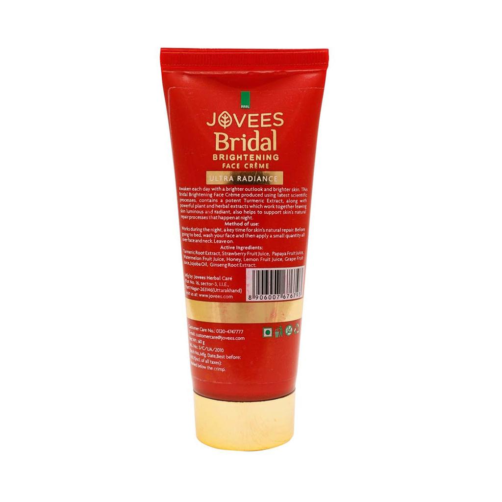 Jovees Herbal Bridal Face Creme 60gm | Natural Glow Daily Moisturizer For Radiance Hydrated Bright Smooth Skin | Ultra Light Cream For All Skin Types