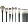 Fancy 14-Piece Green Cloud Makeup Brush Set - Soft Bristles, Includes Eyeshadow & Lip Brushes, Beginner-Friendly & Portable