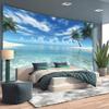 2D Tropical Beach Tapestry Palm Tree Ocean Wall Hanging Backdrop