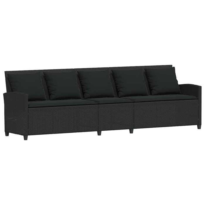 VidaXL Garden Sofa with Cushions 5-seater Black Braided Resin, Outdoor Sofa, Garden Sofa 5-seater, Sofa 4104112