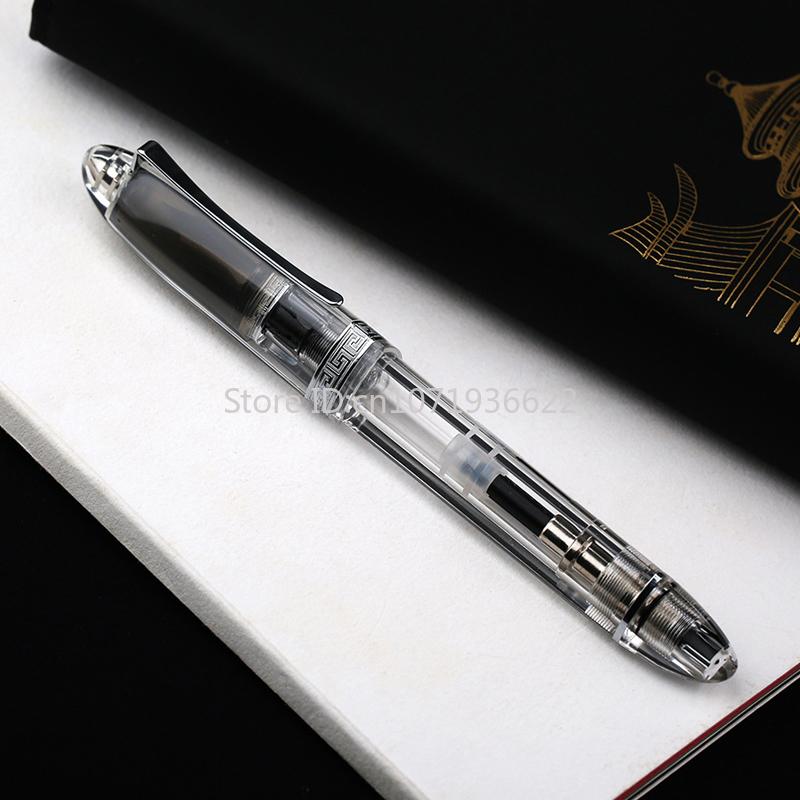 Limited Color Majohn V60 Transparent Triangular Piston Resin Fountain Pen Writing Pen School Business Stationery Supplies Gift