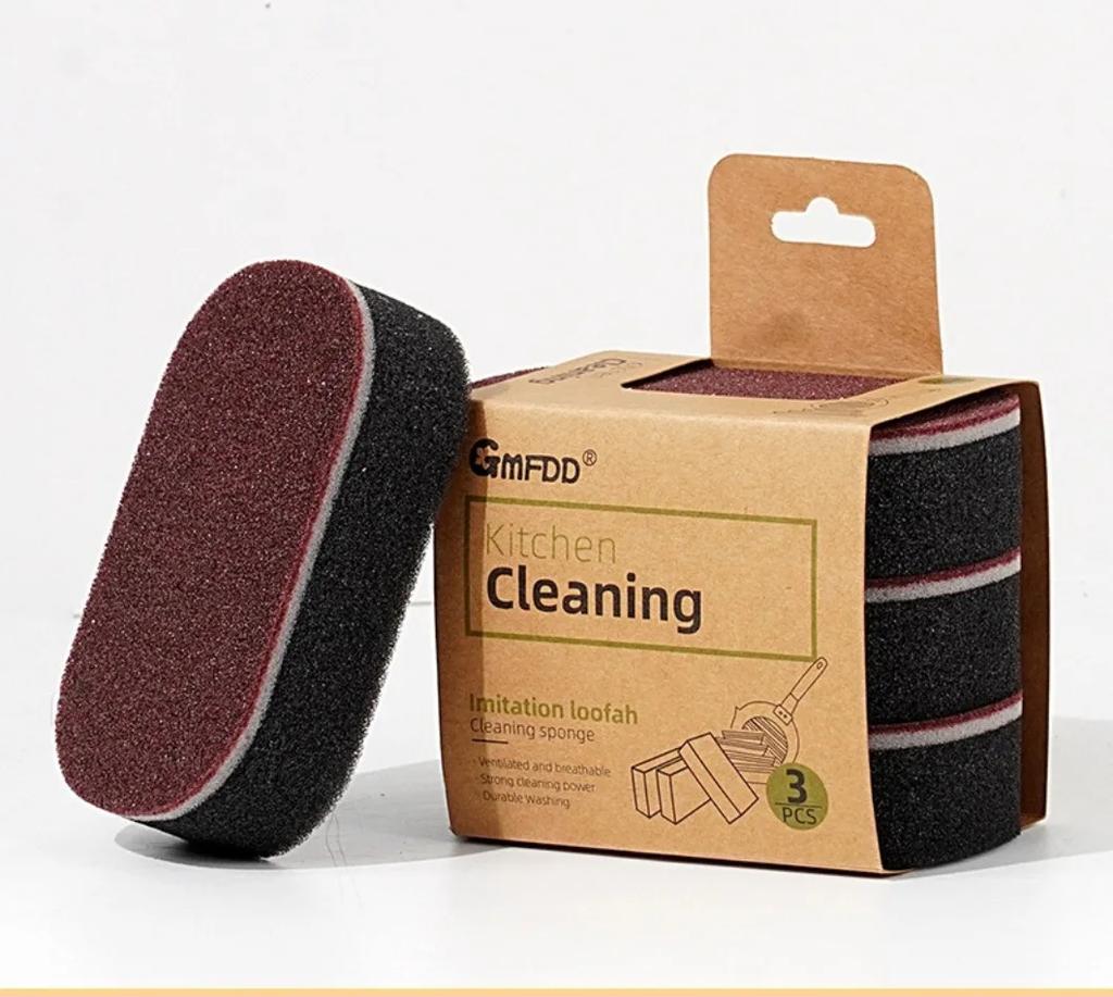 Magic Sponge Scouring Pad Double-sided Rust Remover Descaling Brush Dish Pot Cleaner Household Kitchen Dishwashing Cleaning Tool