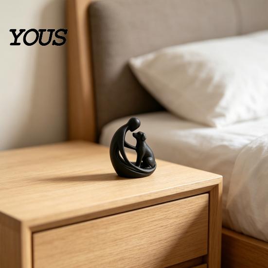 Compact Pet Decoration Dog And Owner Statue Ornament, 3D Printed Sculpture, Nordic Minimalist Decor Desktop for Lover Home Crafts Modern