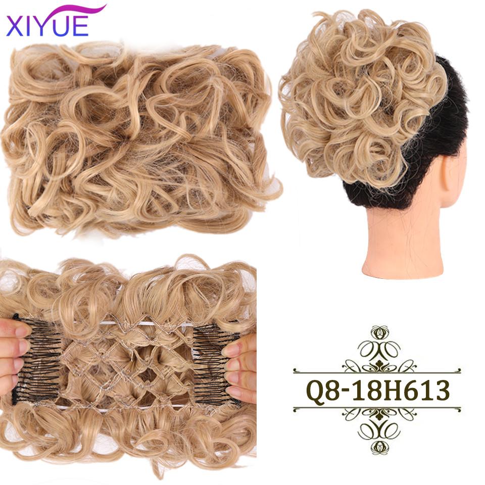 LARGE Comb Clip In Curly Hair Extension Synthetic Hair Pieces Chignon Women Updo Cover Hairpiece Extension Hair Bun