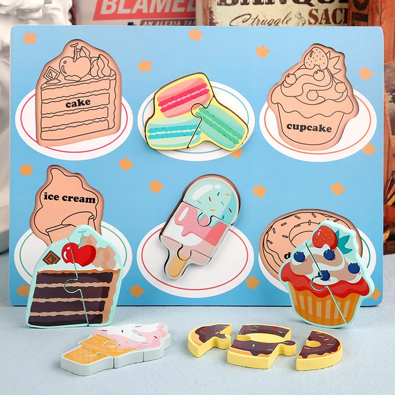 Children's Animal Matching Puzzle Building Block Early Education Puzzle Hand Grasping Board Assembly Inlaid Board Toy Combination