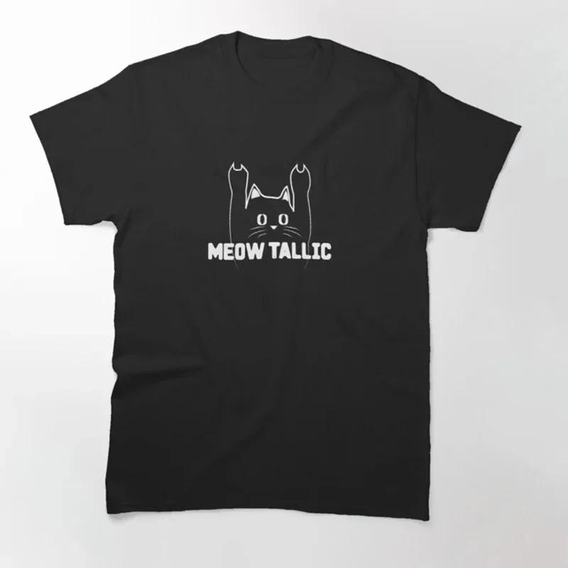 Meowtallica Rock Cat Music Print T-Shirts for Unisex and Women Fashion Funny T-Shirts Unsiex Comfortable T-Shirt for Couple