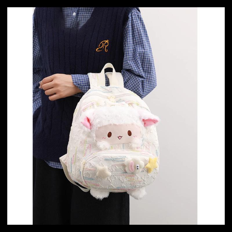 Custom Lamb Pain Bag Double Shoulder Women's 2025 New Light Shopping Sweet Girl School Bag Children's Backpack Women's Backpack