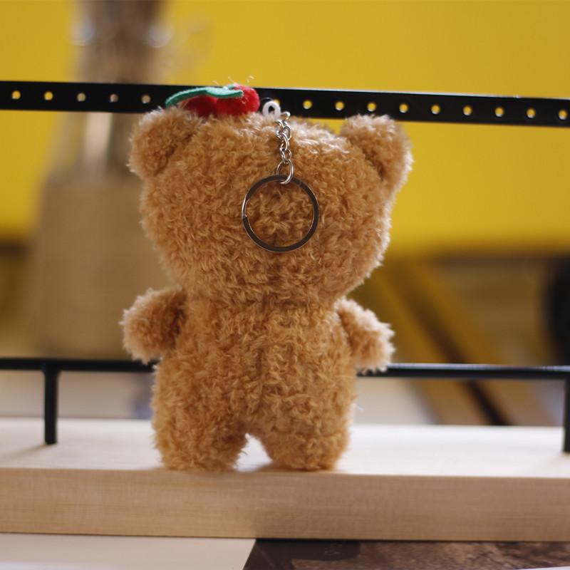 Adorable Plush Cherry Bear White Soft Stuffed Animal Keychain Cute Bag Charm