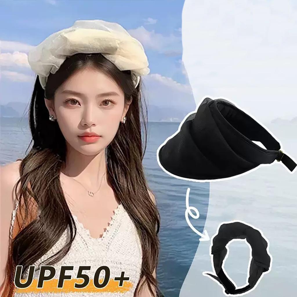Fashion Women Empty Top Cap Summer Foldable Headband-Style Sun Hat Female Girl Outdoor Large Brim Visors