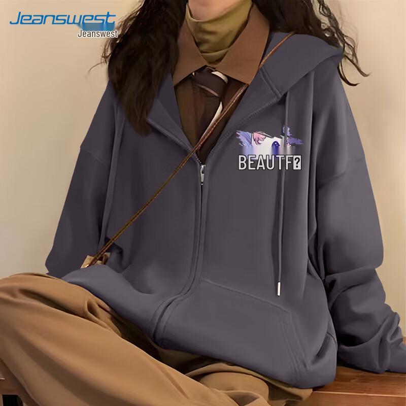 JEANSWEST Women's Butterfly Cat Print Oversized Hooded Sweatshirt