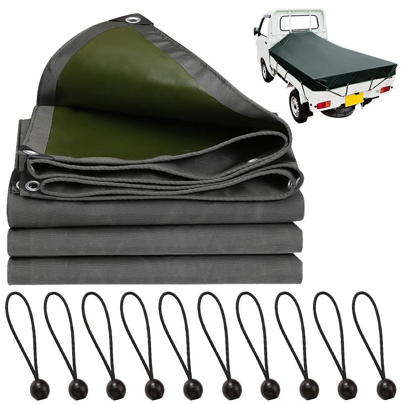 ProTorque Waterproof Cargo Bed Sheet for Light with Elastic 240 X 190 Ton Waterproof X 190 Trucks, Bands, Cm, Thick, UV-Resistant, Black/Green Cover,