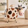 Cute Desktop Ornament Milk Cow Statue, Handcrafted Resin Ornament, Farmhouse Animal Figurine for Unique Artistic Craft Home Decor, Rustic Sculpture