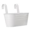 Hanging Flower Pot with Detachable Hooks Iron Metal Bucket Plant Pot for Railing Balcony White