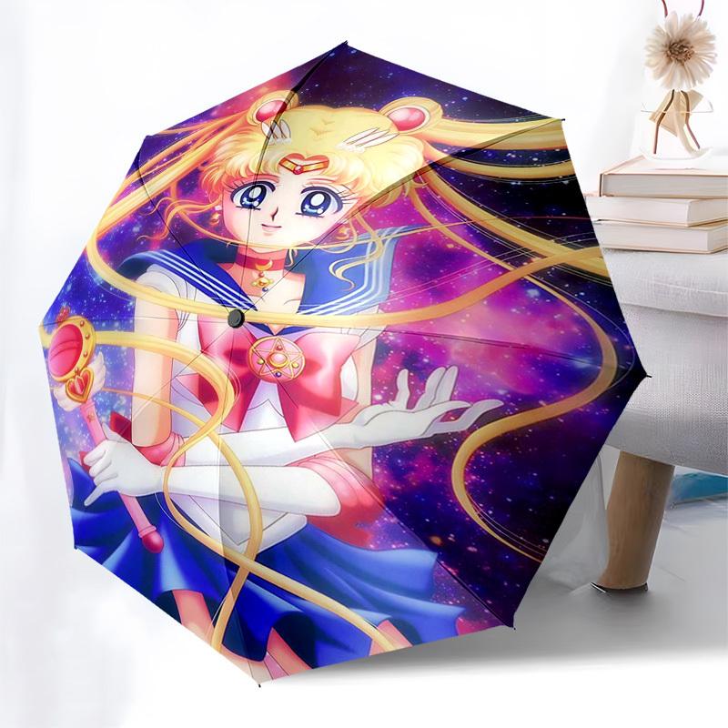 1pc Sailor Moon Automatic Folding Umbrella Portable 3-Fold Design with Iron Frame, Perfect for Outdoor Use, Festive Gifts, Travel, Daily Use, and Sail