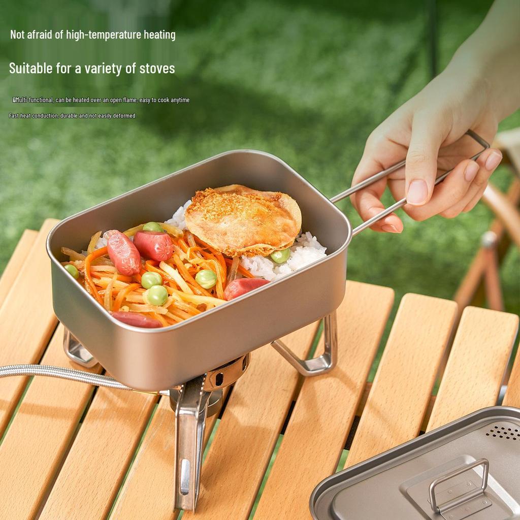 Multi-Functional Titanium Lunch Box with Handle for Outdoor Cooking