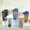 590ML Shaker Bottle Plastic Durable Stirring Ball Fast Mix Leakproof Protein Powder Gym Bodybuilding protein Milkshake gift mug