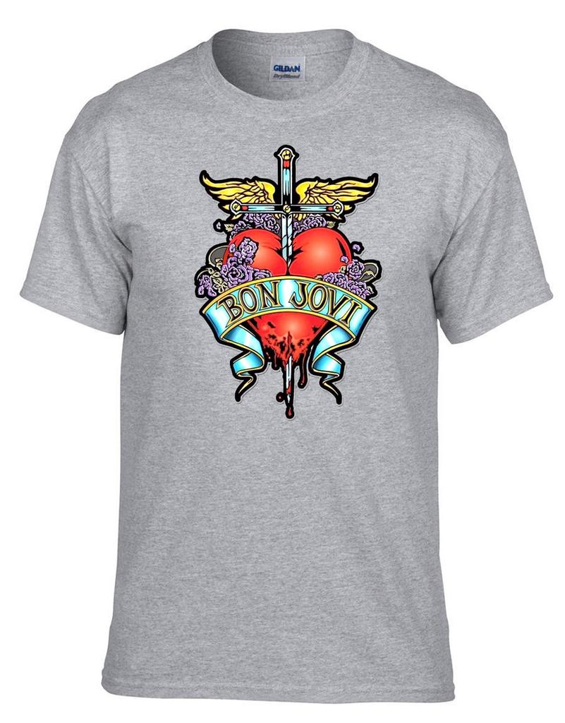 Bon Jovi Logo Fun Rock Music Grey TShirt 364grey