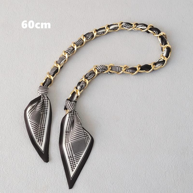 New Fashion Brand Woman Handbag Accessory Chains Detachable Floral Print Gold Silver Metal Silk Shoulder Strap Women DIY Chain Bag Handles